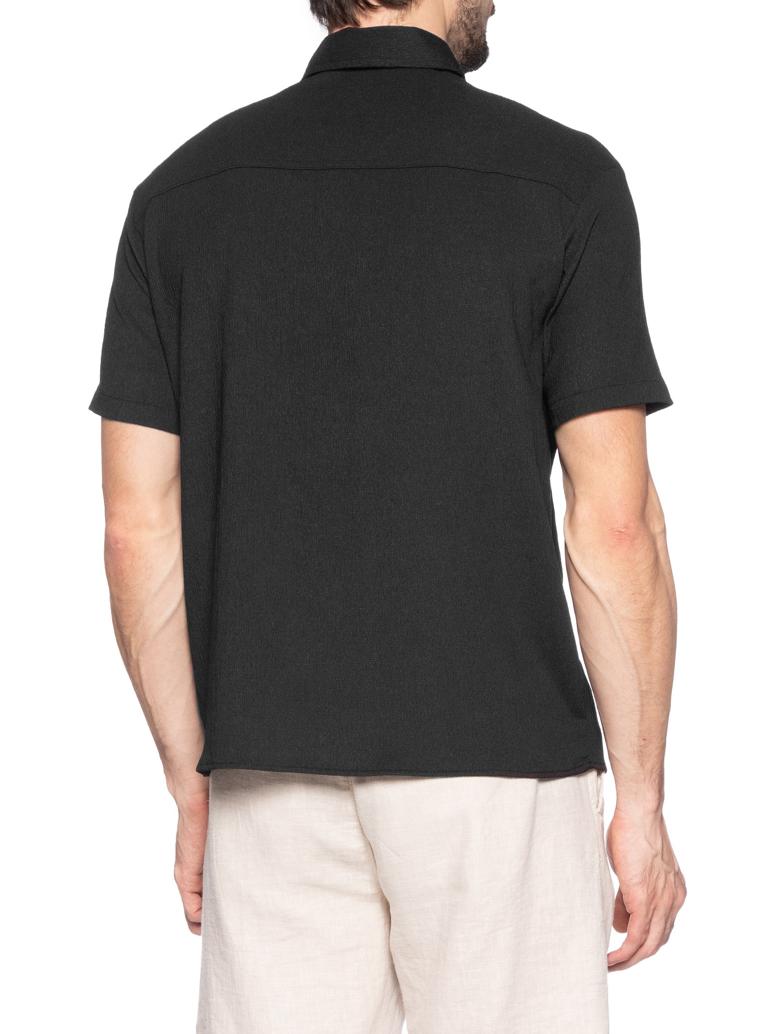 Camisa Masculina Manga Curta Texturizada Preto Basiq Men