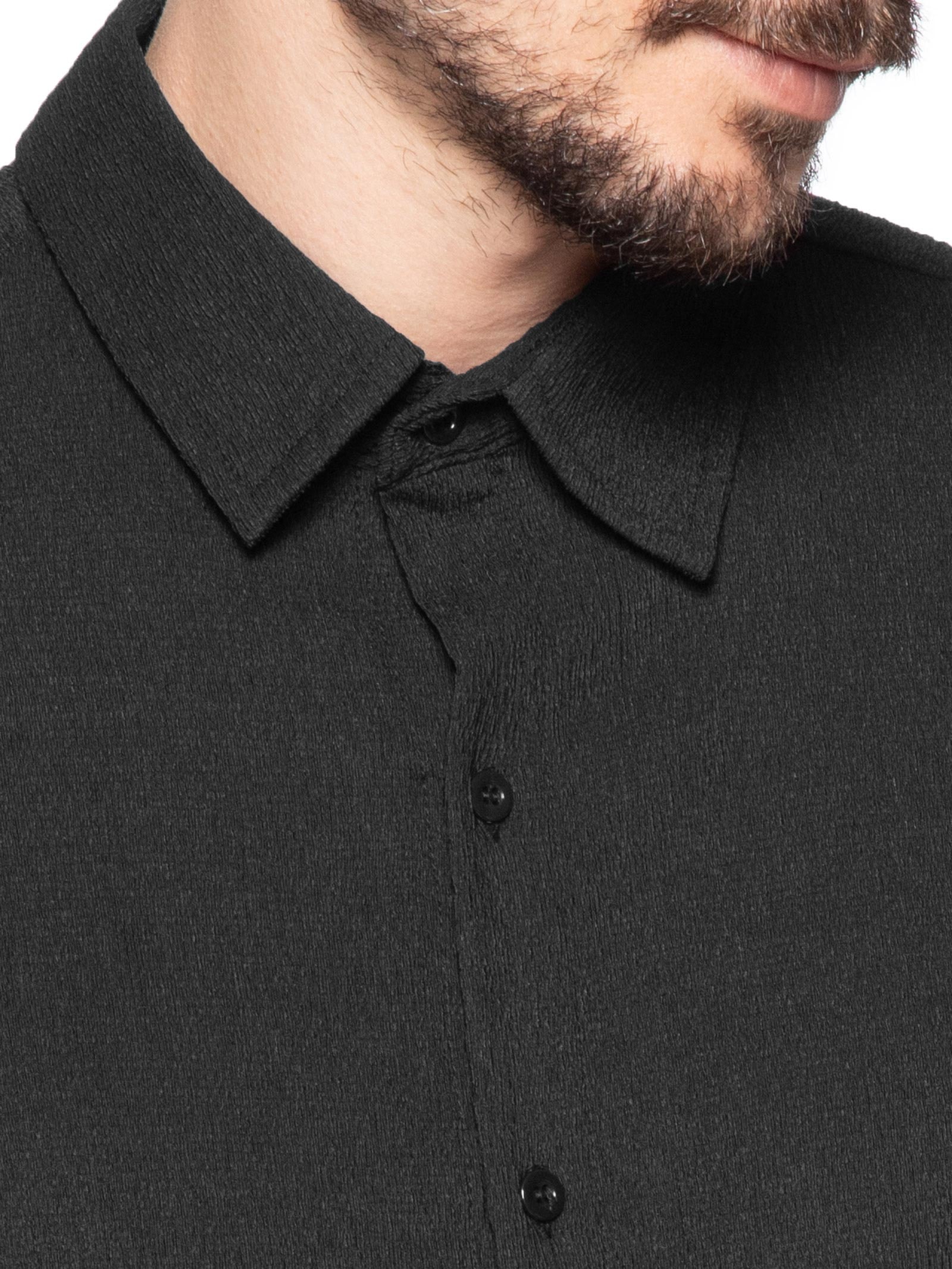 Camisa Masculina Manga Curta Texturizada Preto Basiq Men