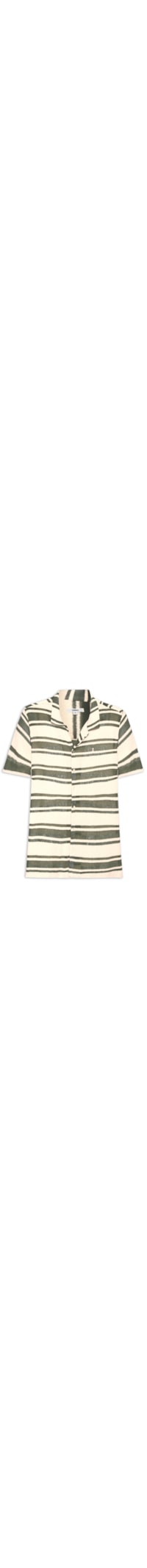Camisa Masculina Manga Curta Tricot Maxi Listras - Verde