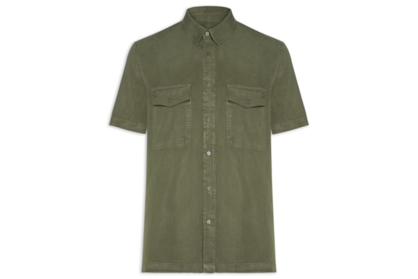 Camisa Masculina Manga Curta Used Utility - Verde