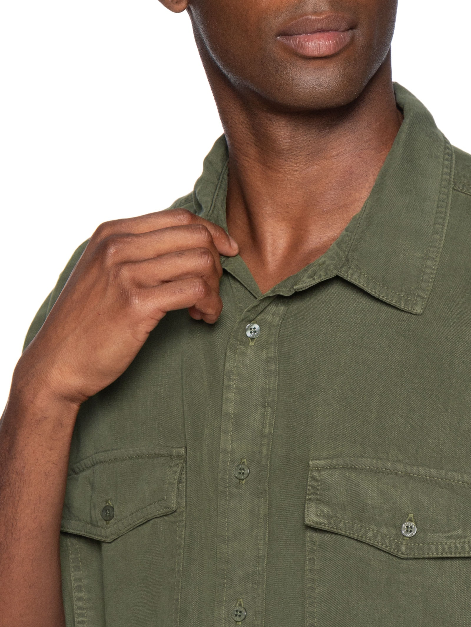 Camisa Masculina Manga Curta Used Utility Verde Osklen