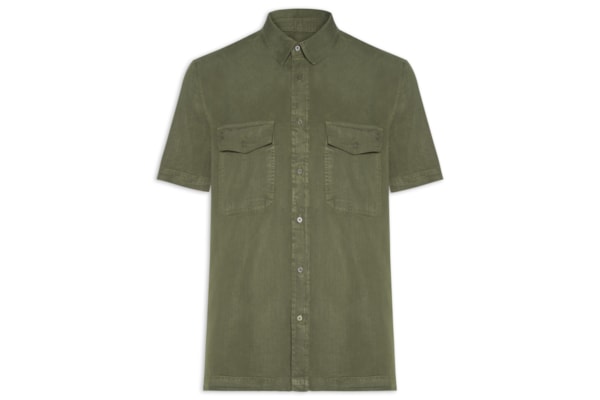 Camisa Masculina Manga Curta Used Utility - Verde