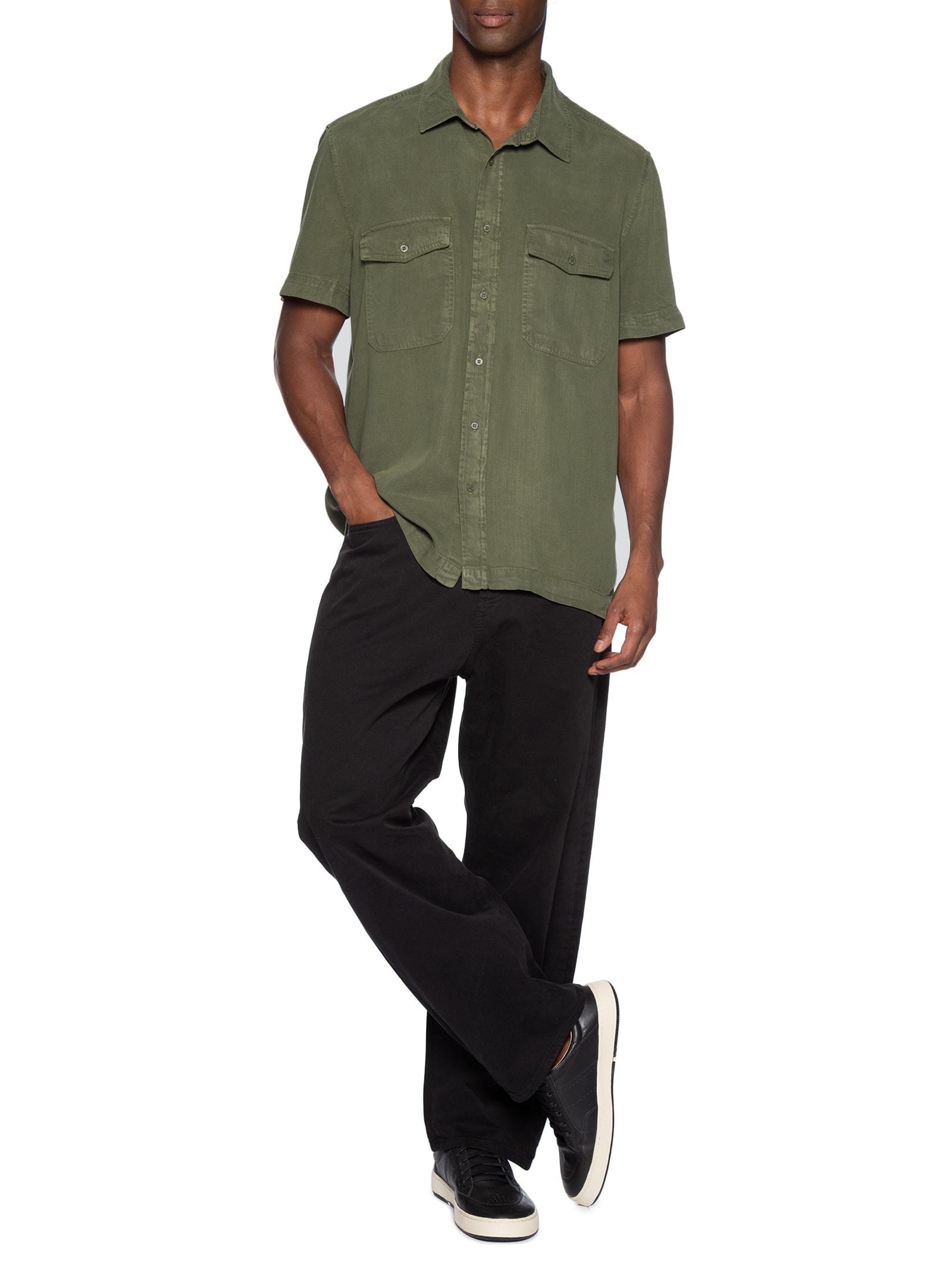 Camisa Masculina Manga Curta Used Utility Verde Osklen