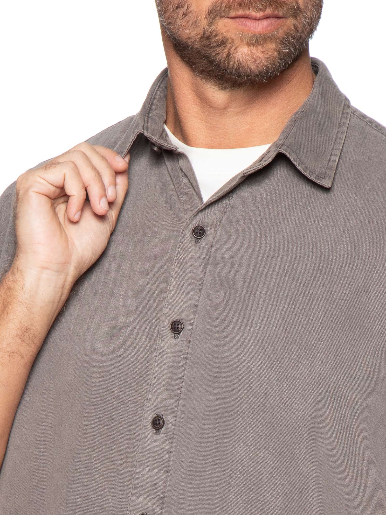 Camisa Masculina Manga Curta Uyuni Cinza Austral