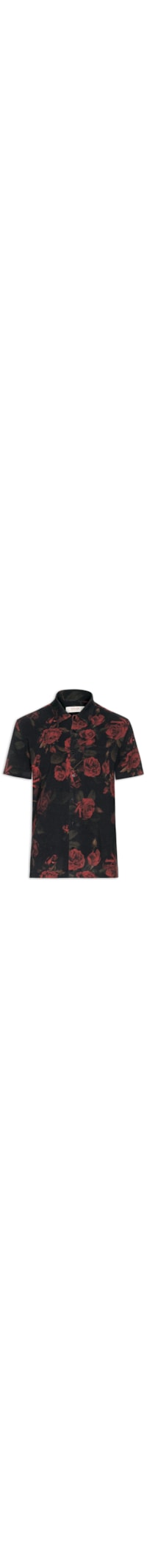 Camisa Masculina Manga Curta Vintage Rose - Preto