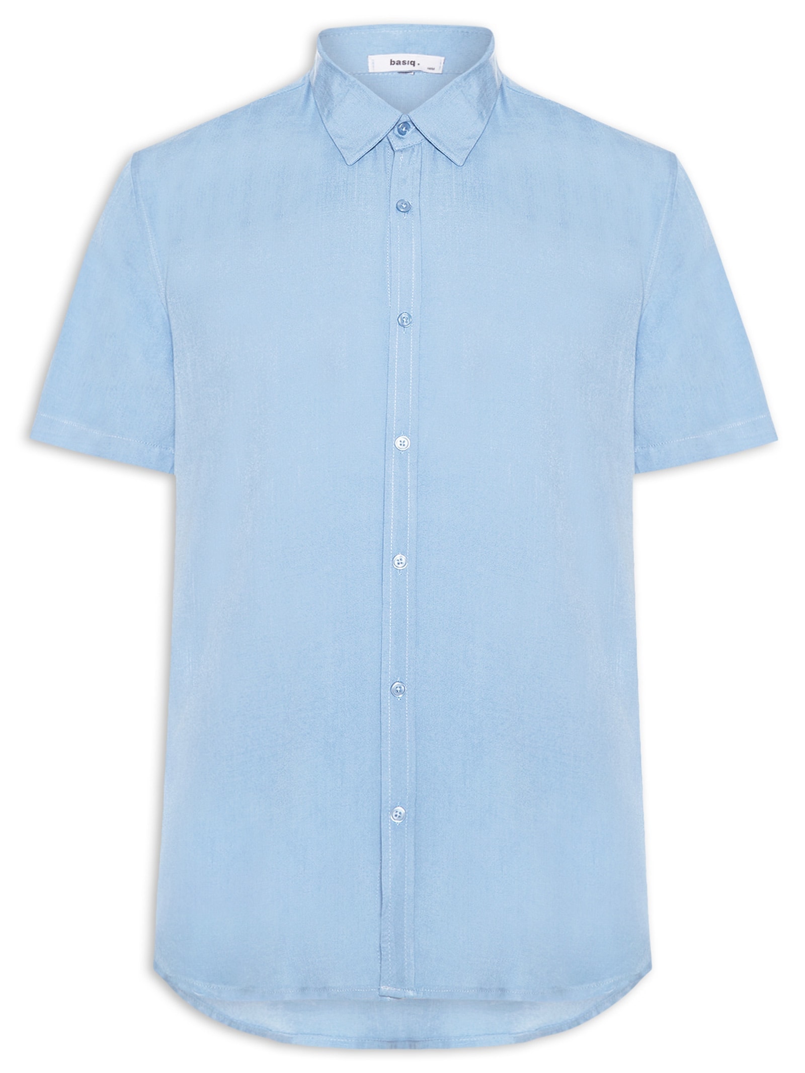 Camisa Masculina Manga Curta Viscose Azul Basiq Men