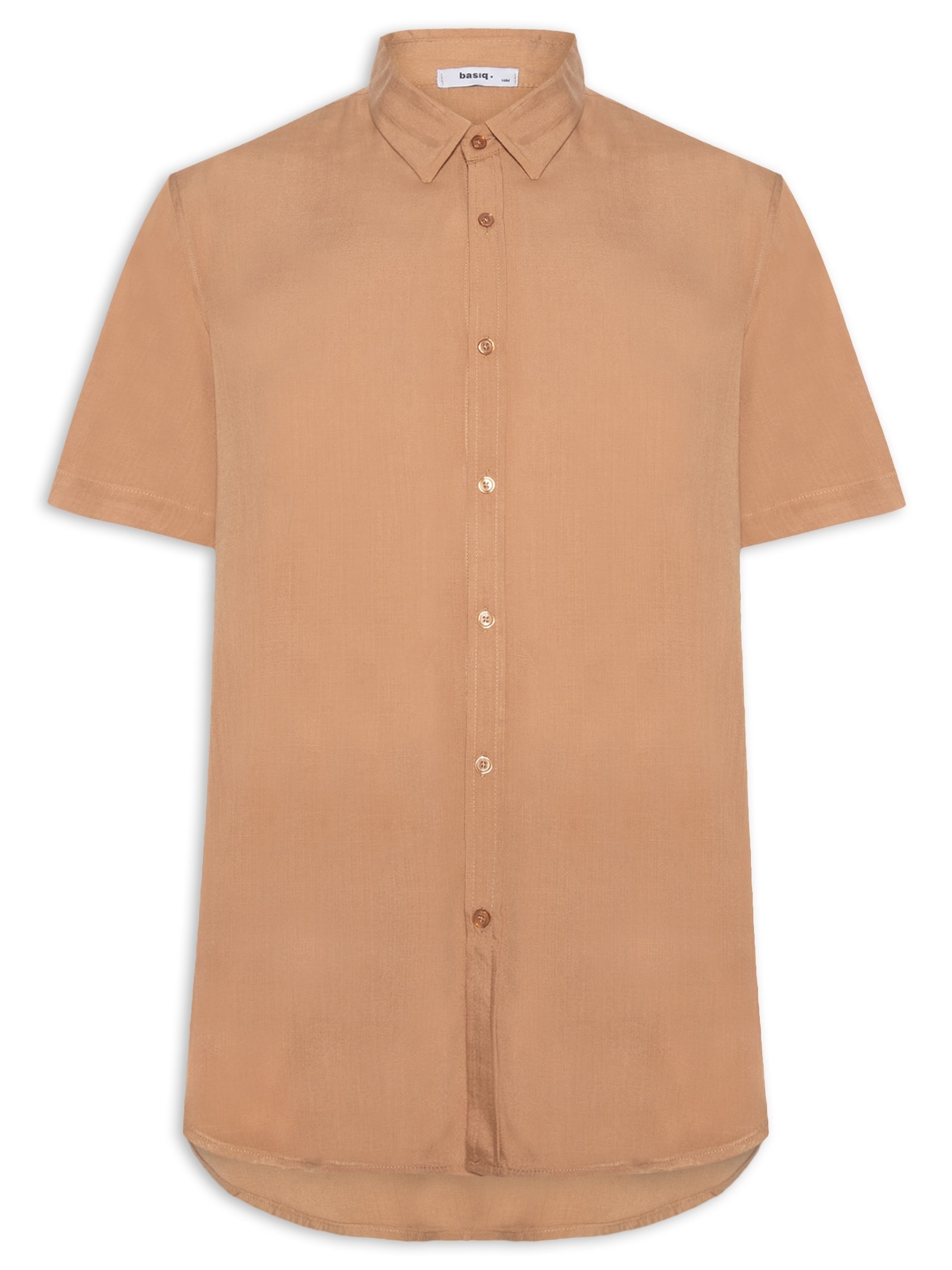 Camisa Masculina Manga Curta Viscose Marrom Basiq Men