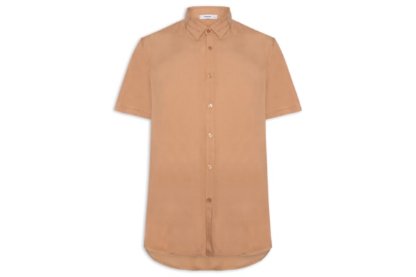 Camisa Masculina Manga Curta Viscose - Marrom