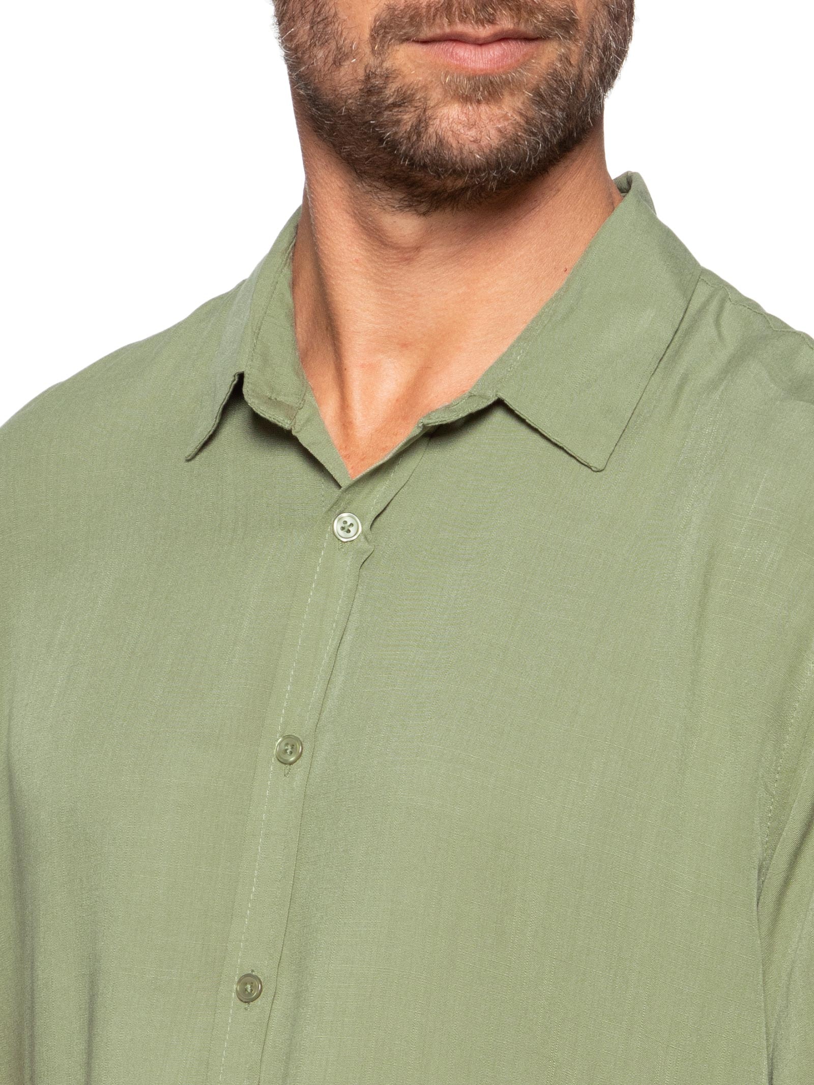 Camisa Masculina Manga Curta Viscose Verde Basiq Men