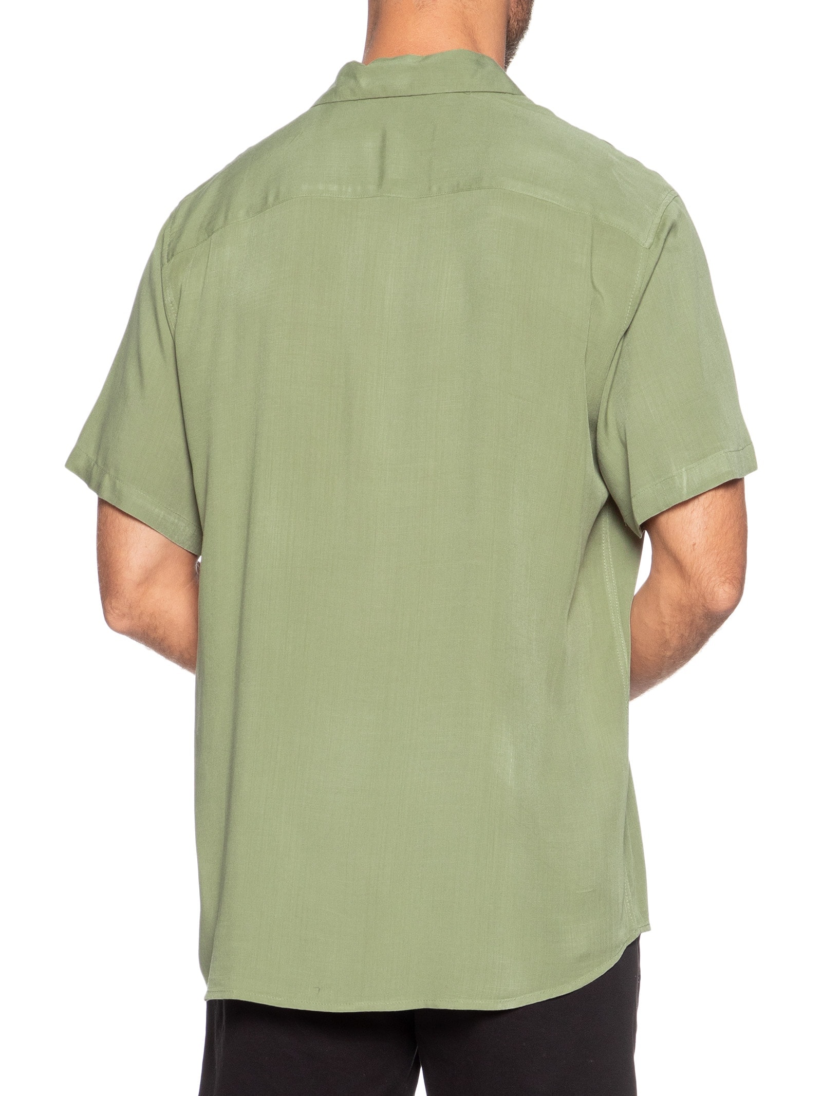 Camisa Masculina Manga Curta Viscose Verde Basiq Men