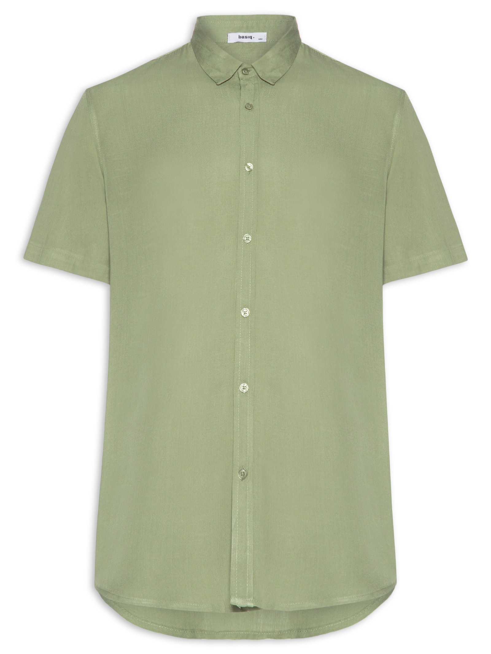 Camisa Masculina Manga Curta Viscose Verde Basiq Men