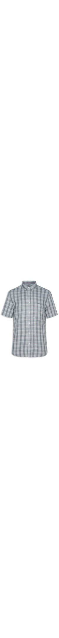 Camisa Masculina Manga Curta Xadrez Button Down - Azul
