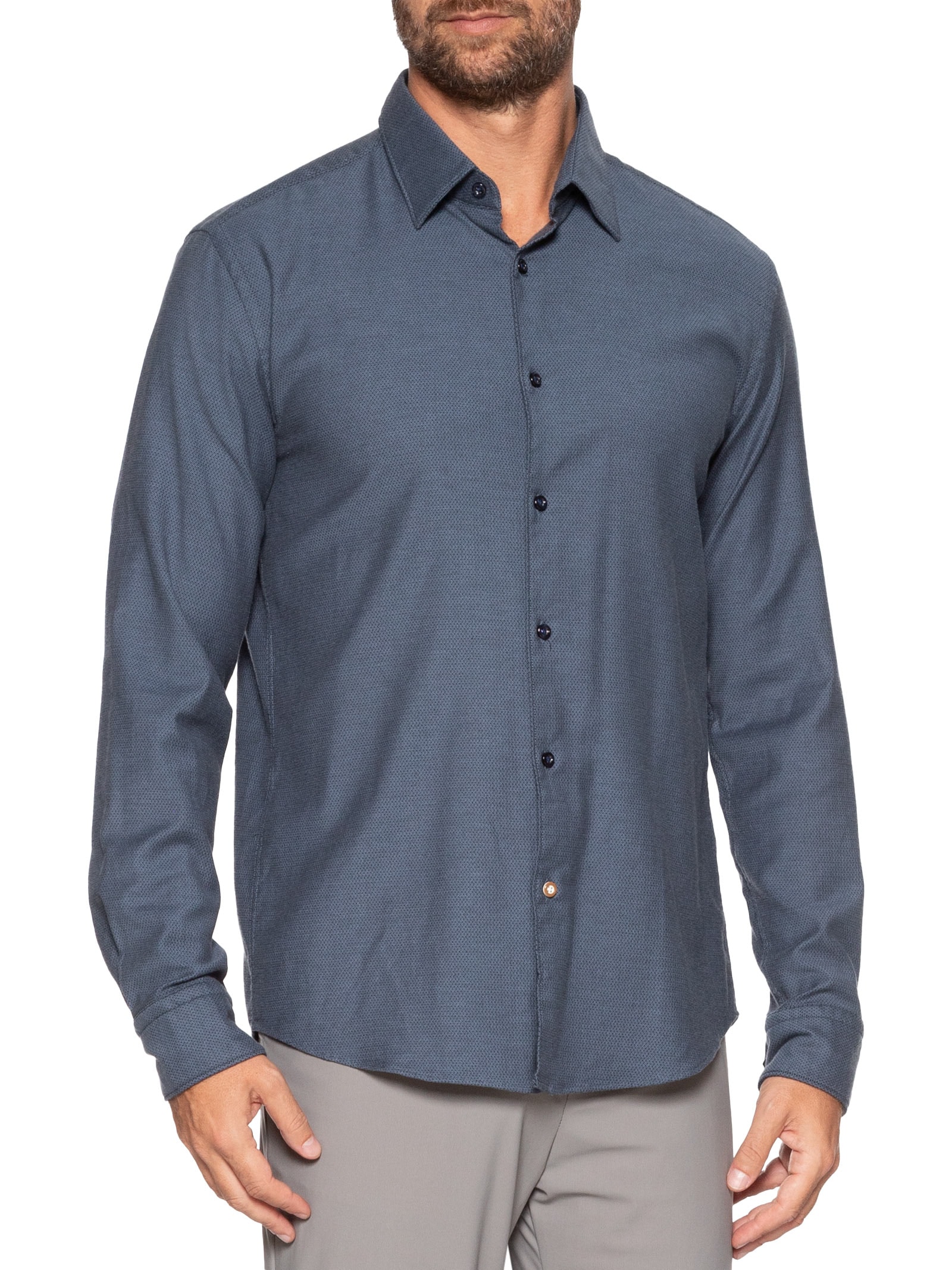 Camisa Masculina Manga Longa Azul Boss