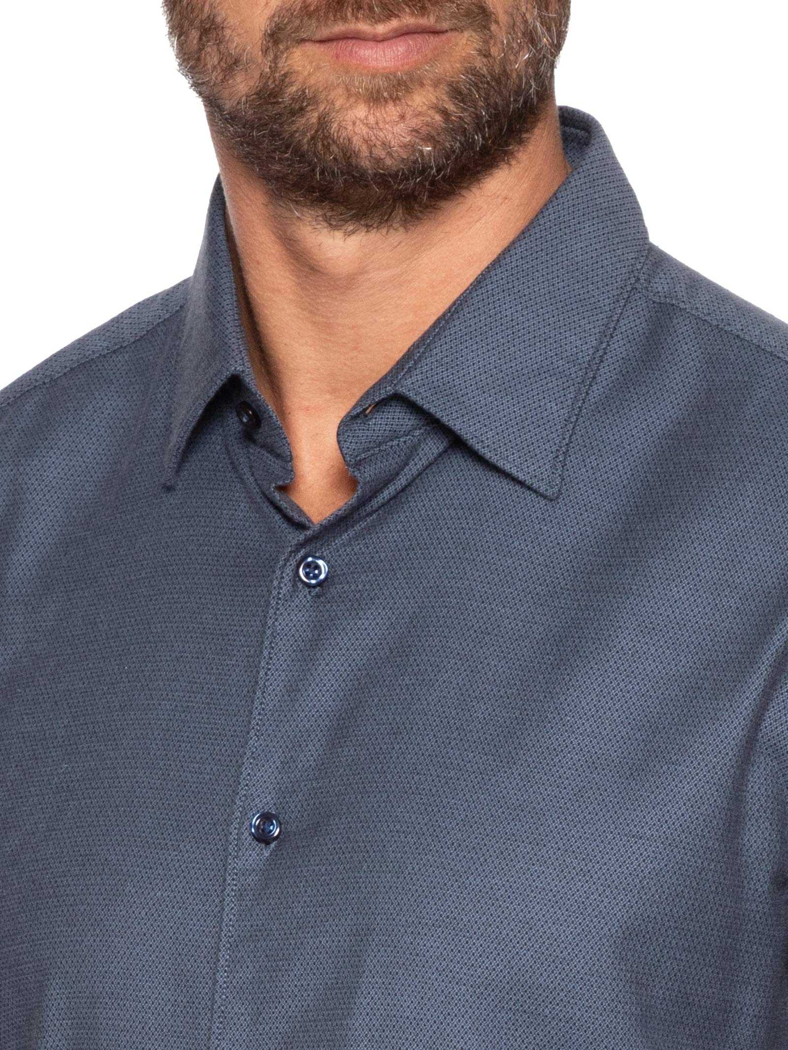 Camisa Masculina Manga Longa Azul Boss