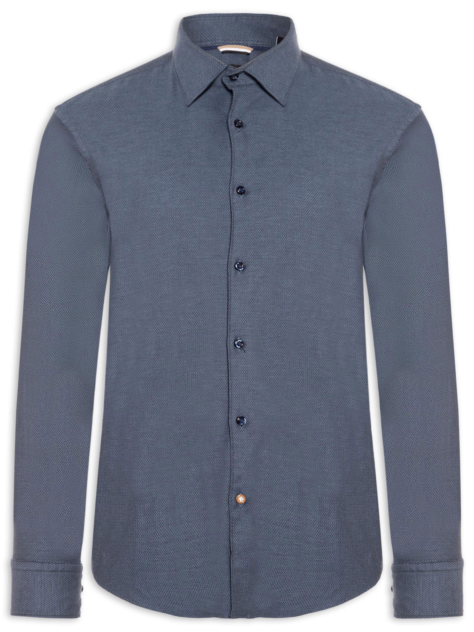 Camisa Masculina Manga Longa Azul Boss