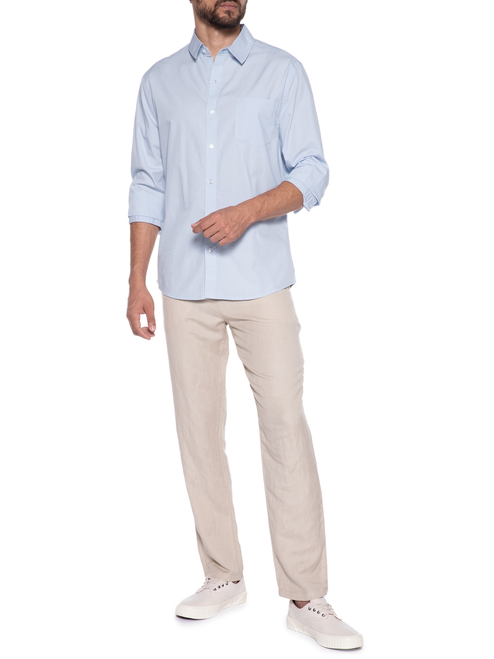 Camisa Masculina Manga Longa Azul Hering