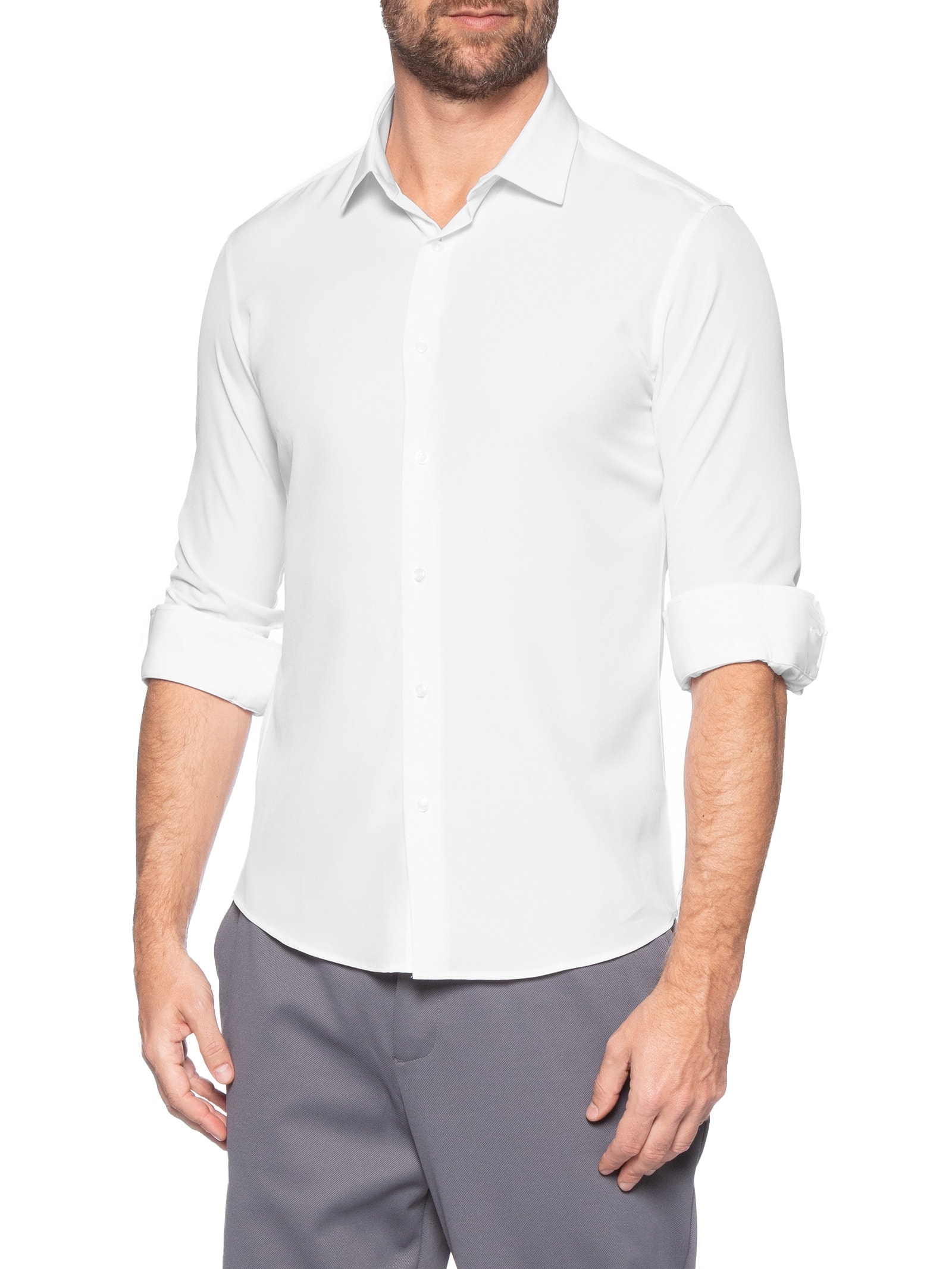 Camisa Masculina Manga Longa Básica Branco '2 Essential