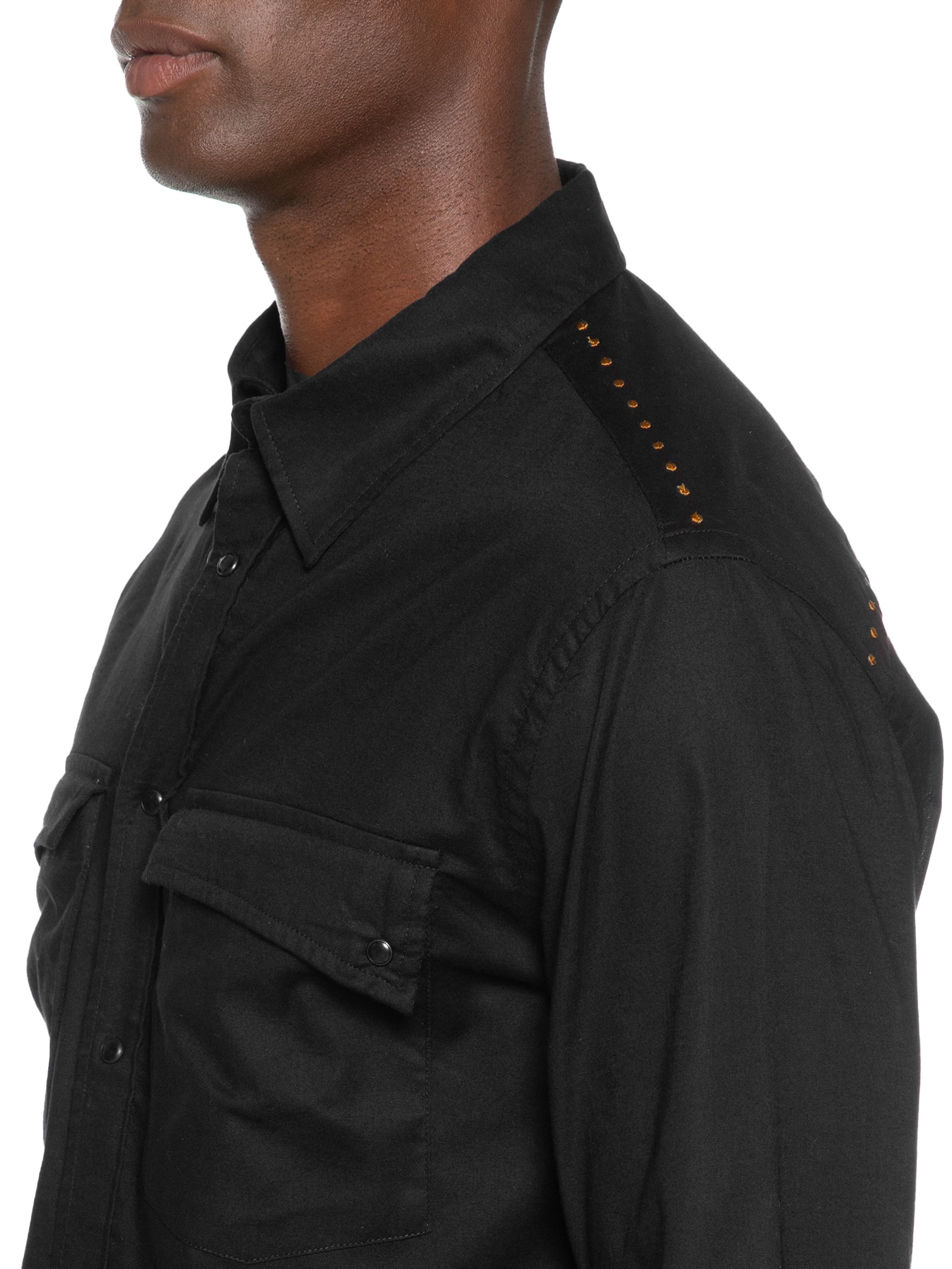 Camisa Masculina Manga Longa Bordado Tacha Preto Osklen