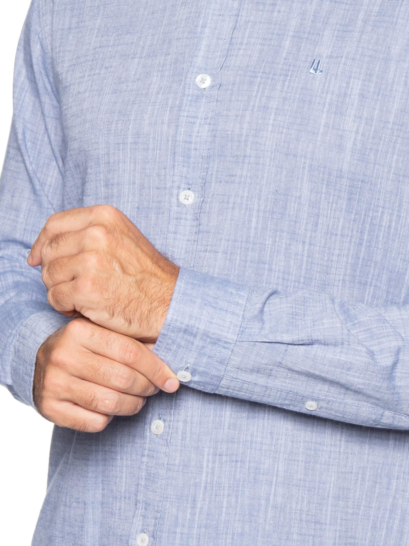 Camisa Masculina Manga Longa Buzios New Azul Foxton