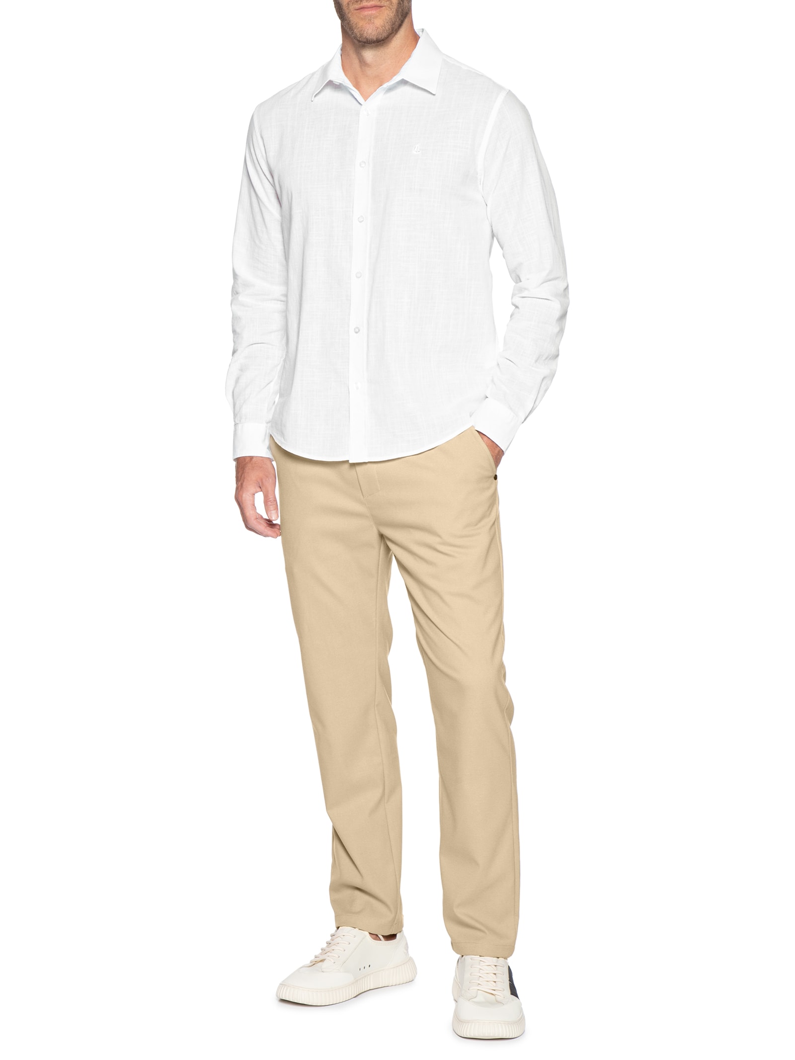 Camisa Masculina Manga Longa Buzios New Branco Foxton