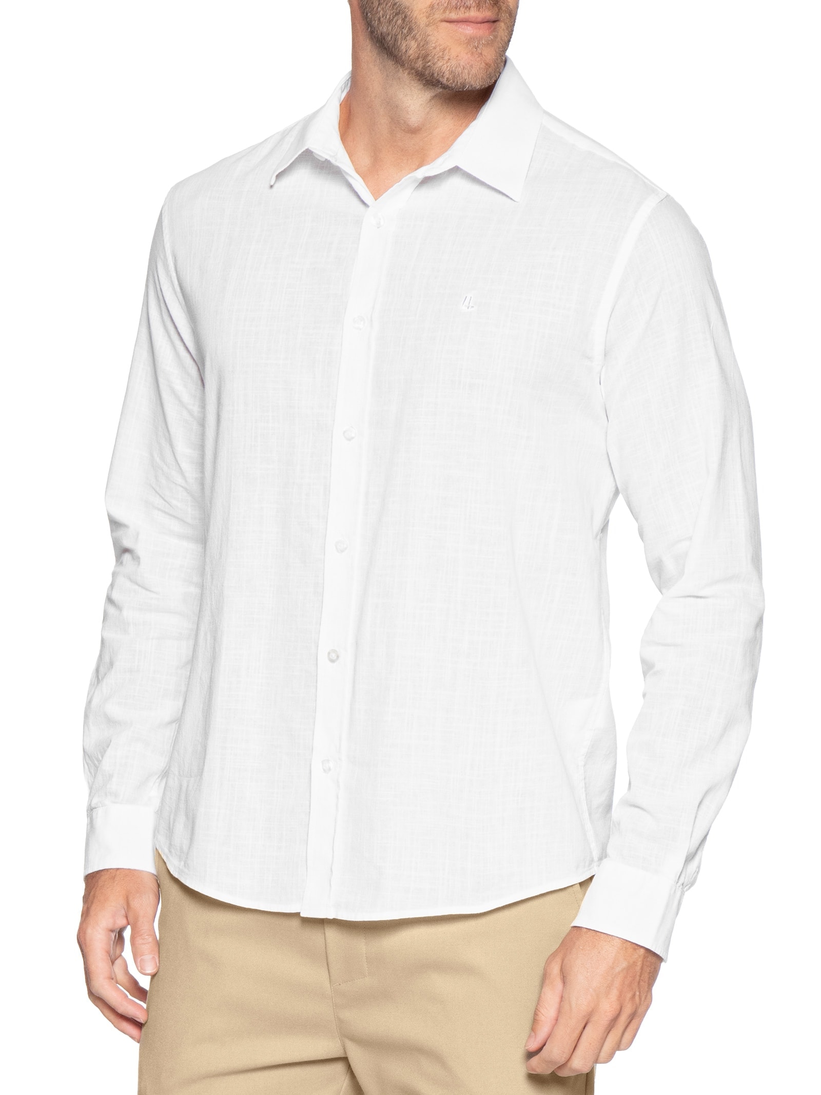 Camisa Masculina Manga Longa Buzios New Branco Foxton