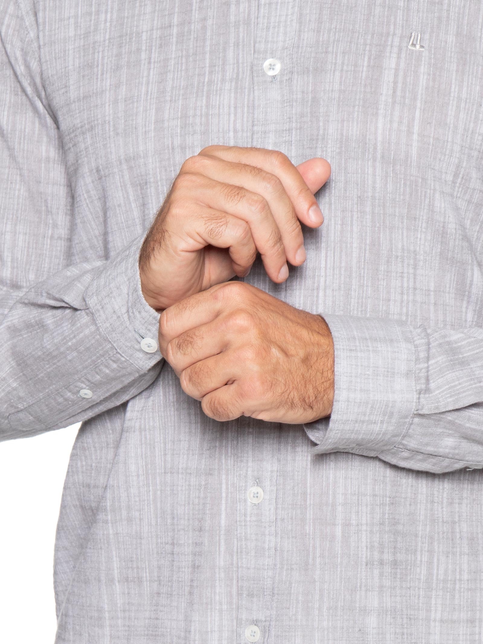 Camisa Masculina Manga Longa Buzios New Cinza Foxton