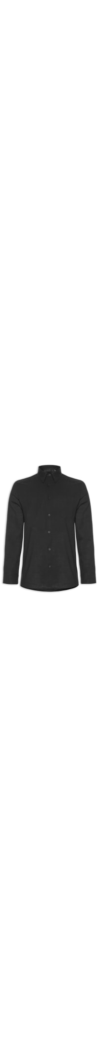 Camisa Masculina Manga Longa Casual Algodão - Preto