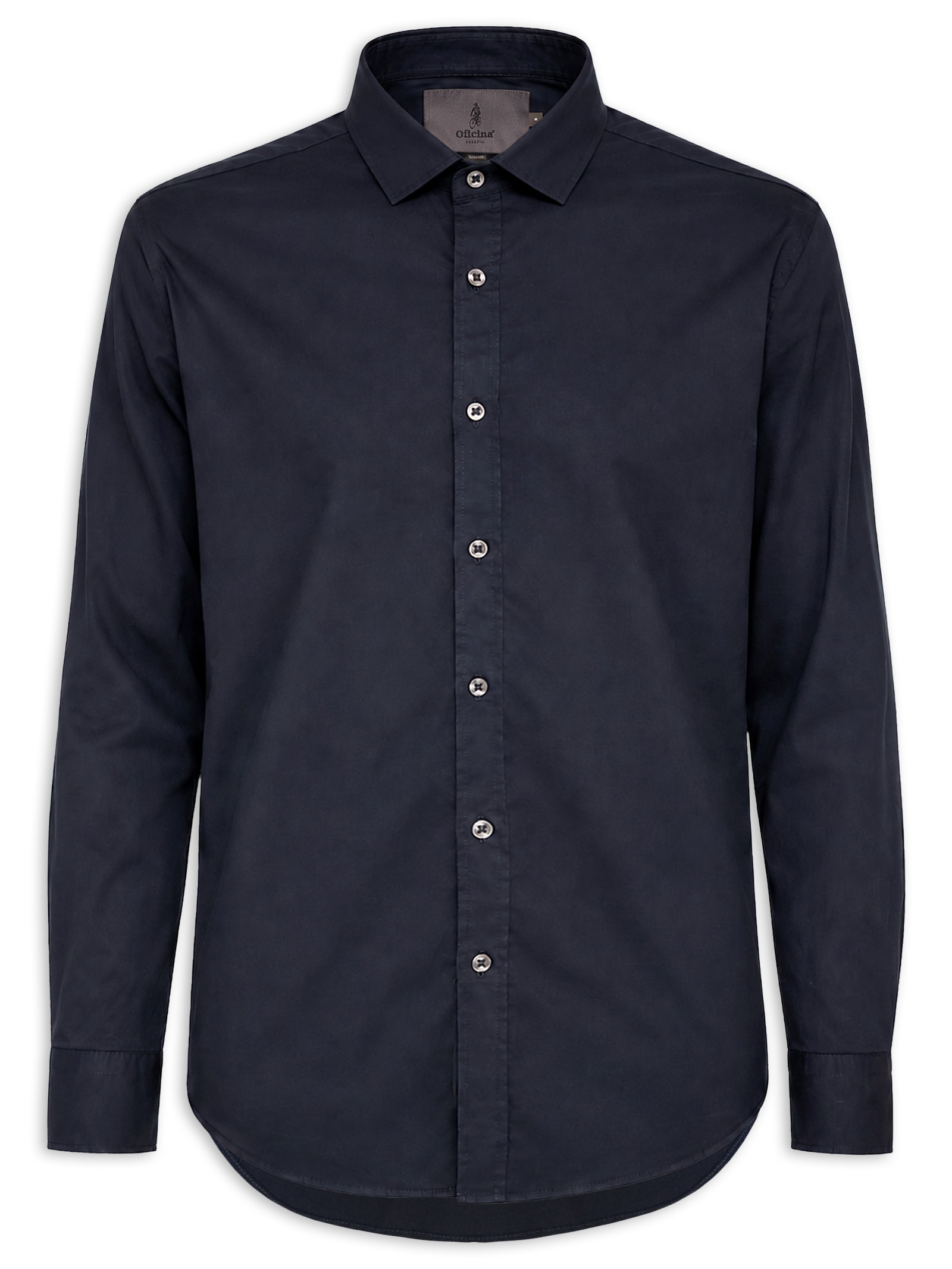 Camisa Masculina Manga Longa Chino Azul Oficina Reserva