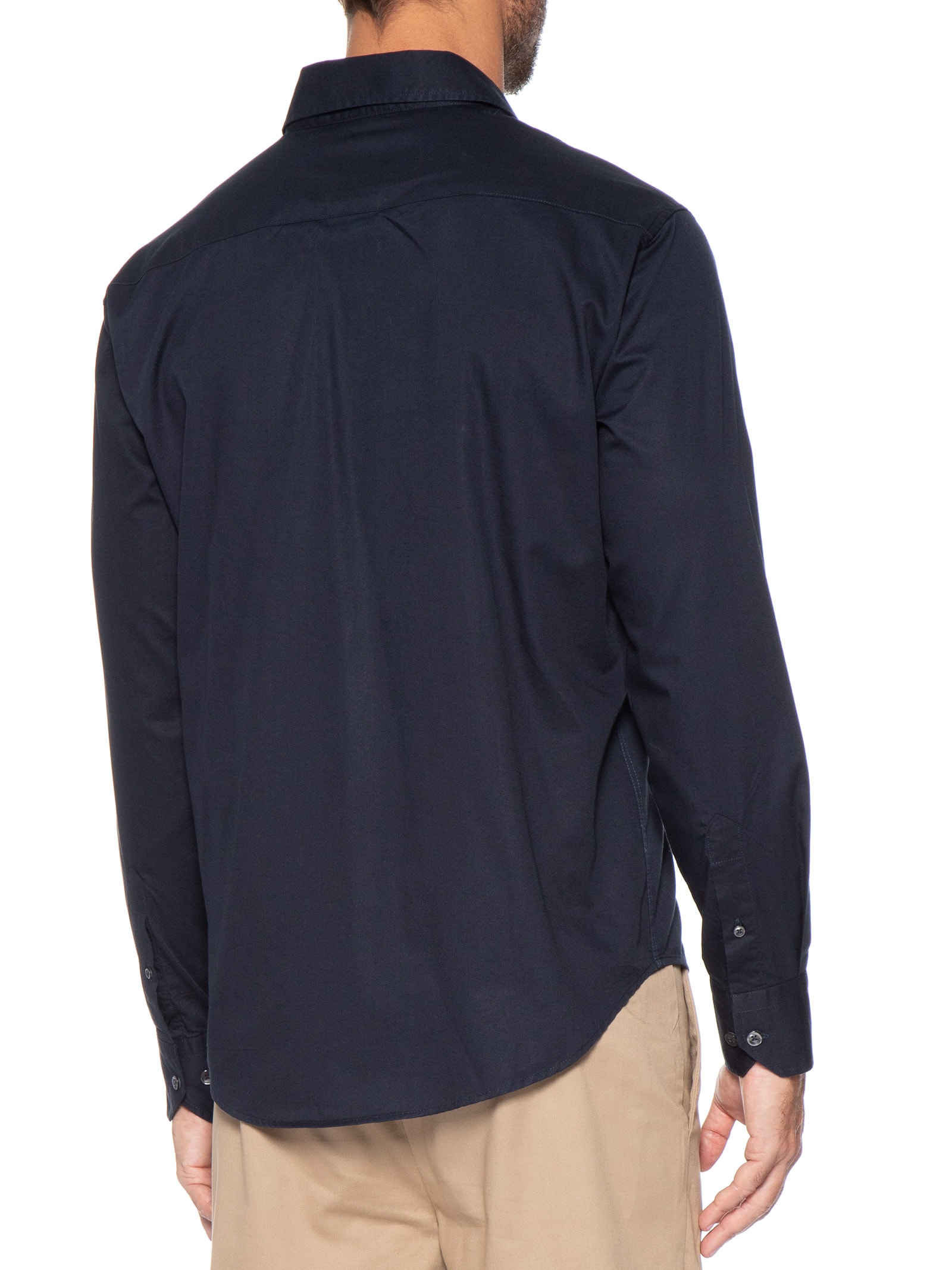 Camisa Masculina Manga Longa Chino Azul Oficina Reserva
