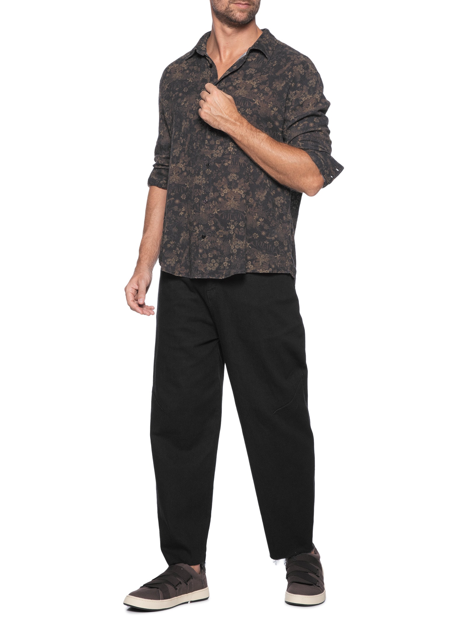 Camisa Masculina Manga Longa Ciclo Golden Preto Osklen