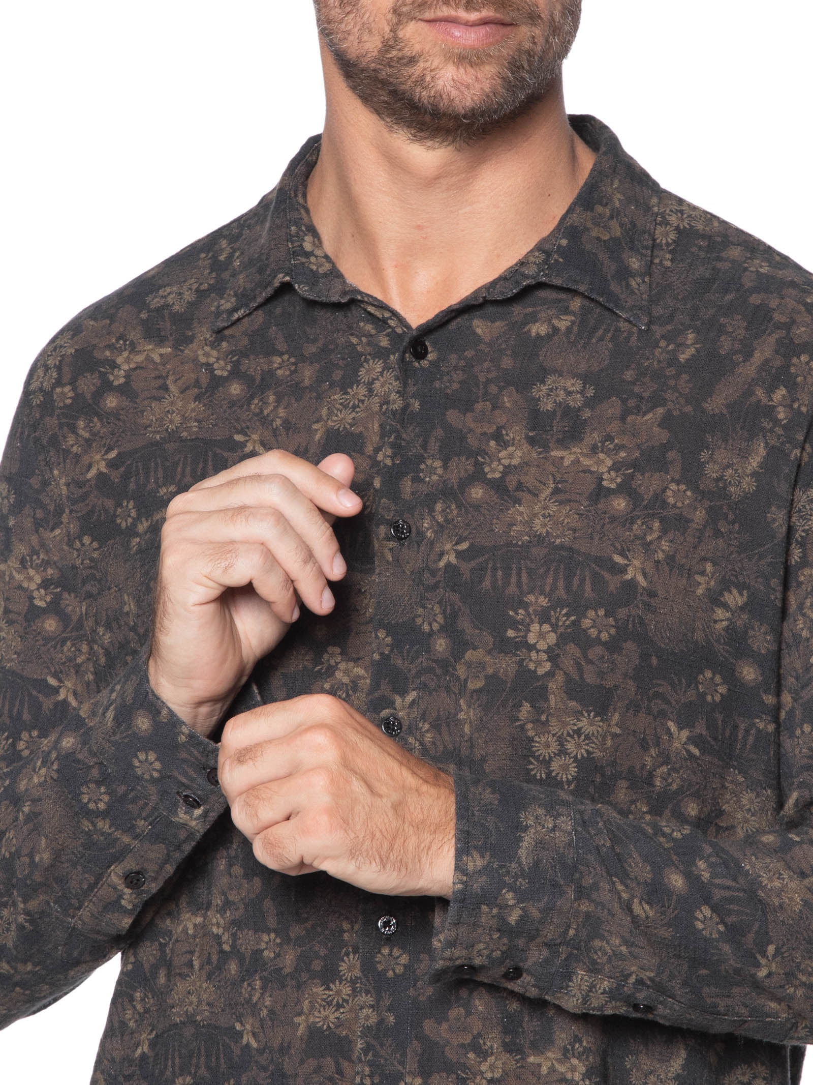 Camisa Masculina Manga Longa Ciclo Golden Preto Osklen