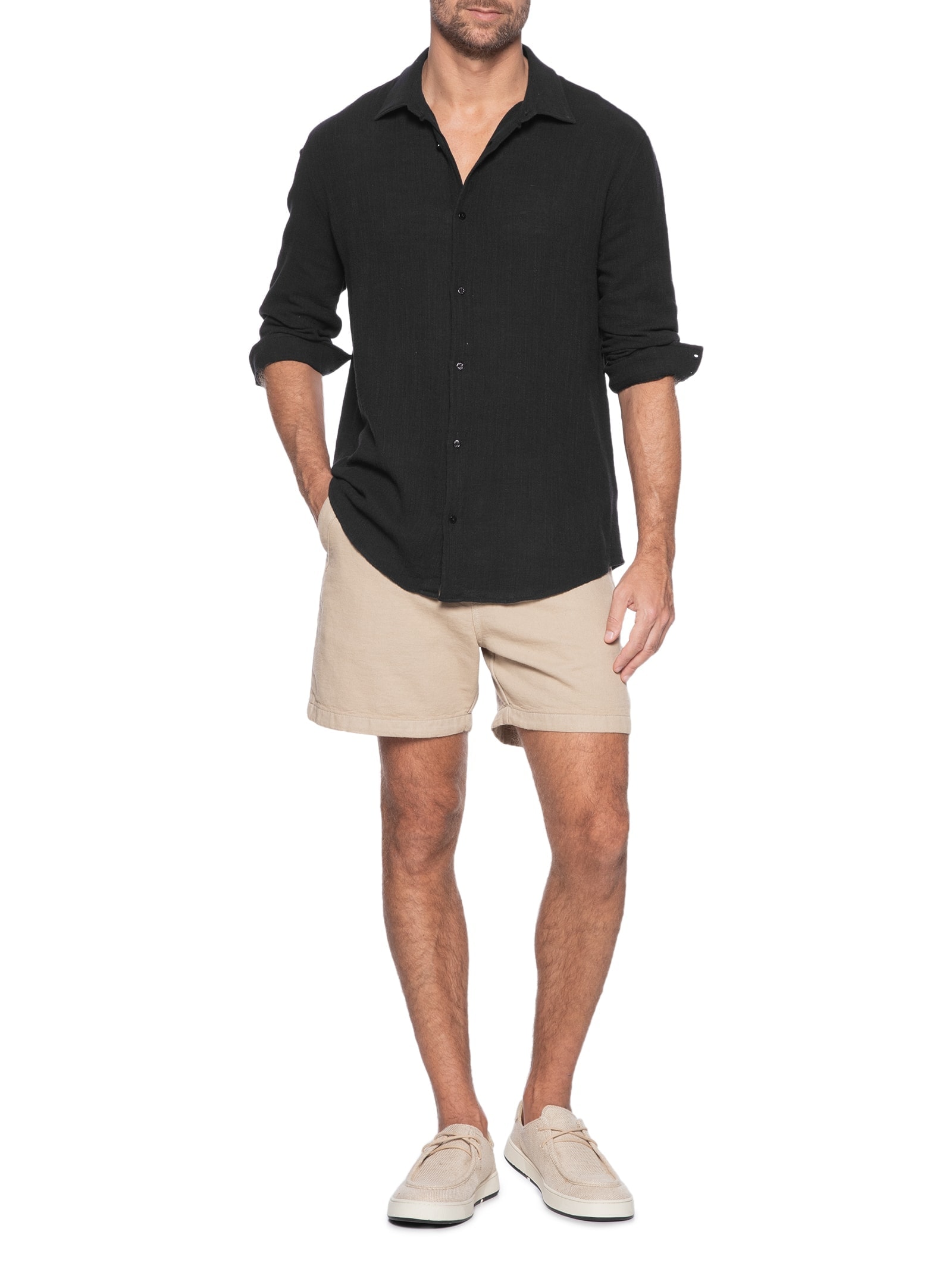 Camisa Masculina Manga Longa Classic Ristic Preto Osklen