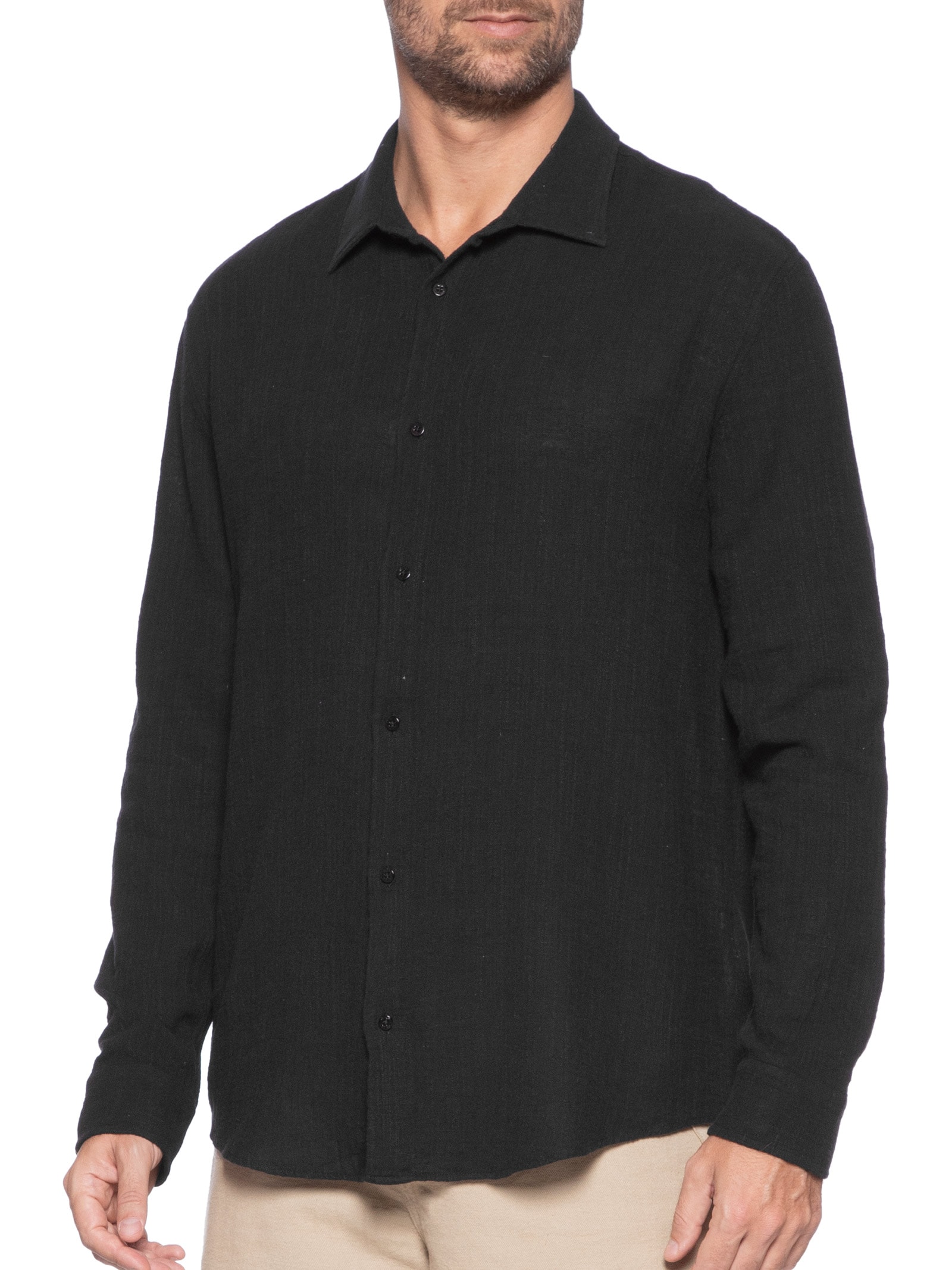 Camisa Masculina Manga Longa Classic Ristic Preto Osklen