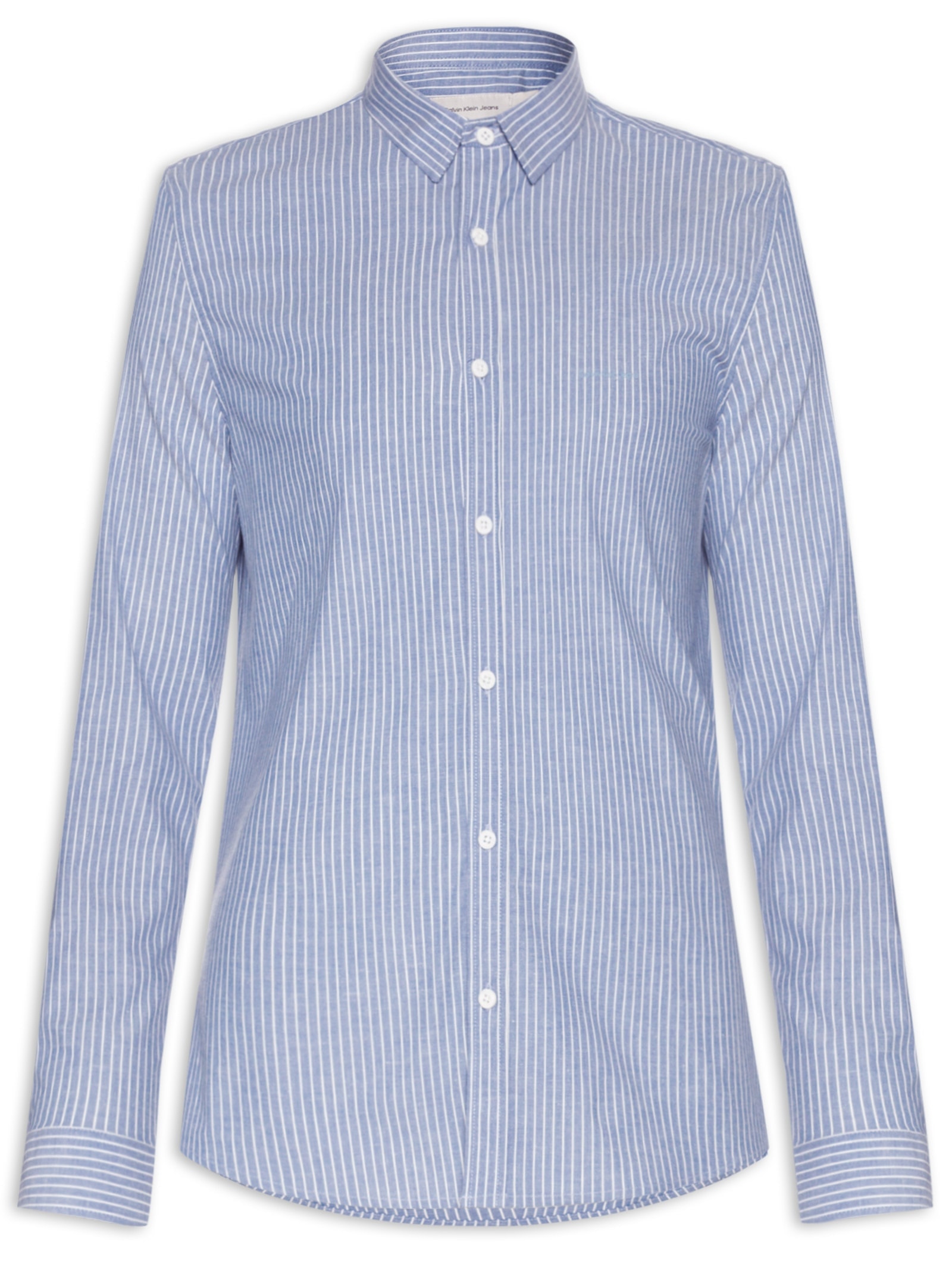 Camisa Masculina Manga Longa Classic Stripes Azul Calvin Klein Jeans