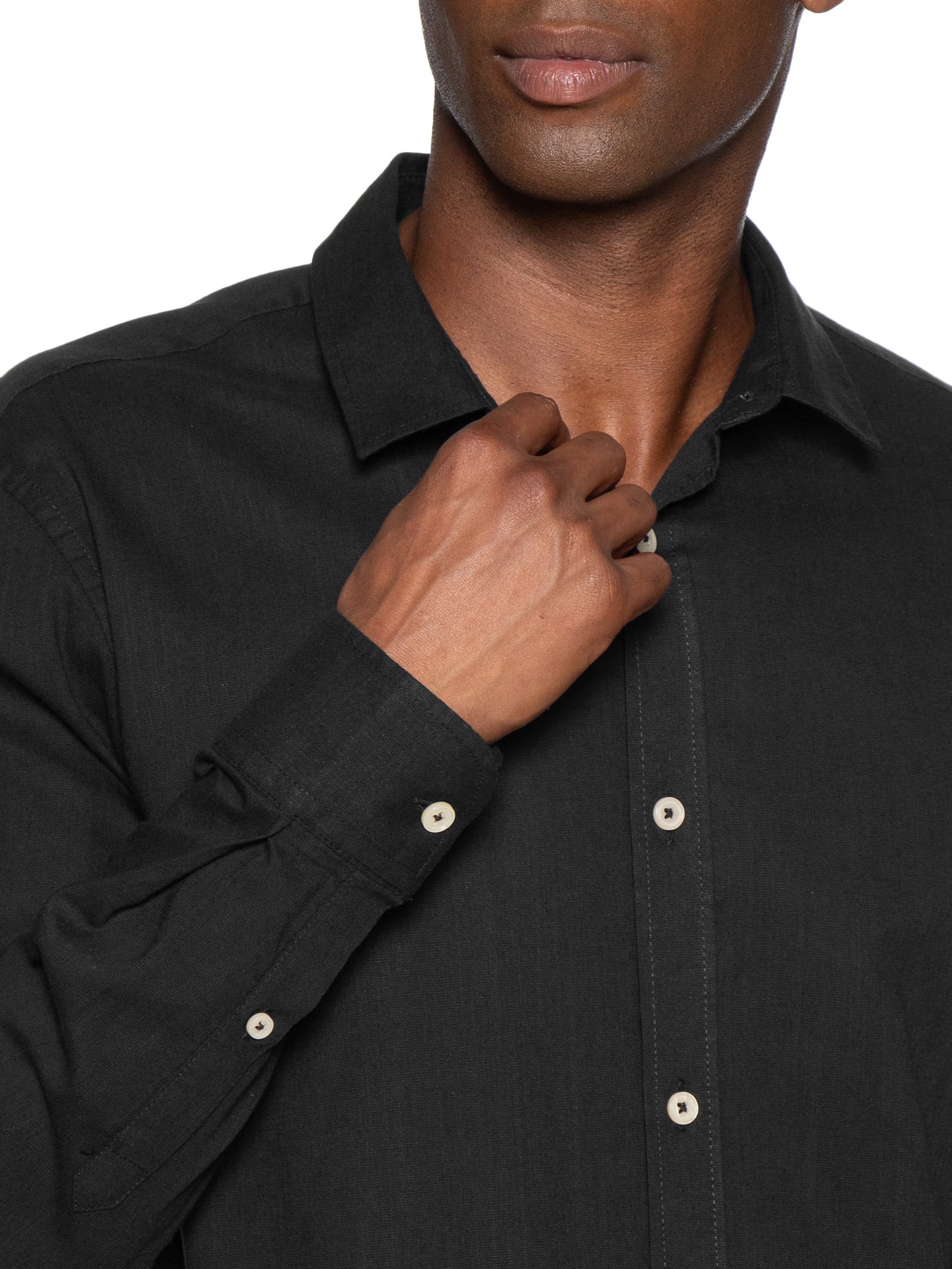 Camisa Masculina Manga Longa Como Preto Reserva