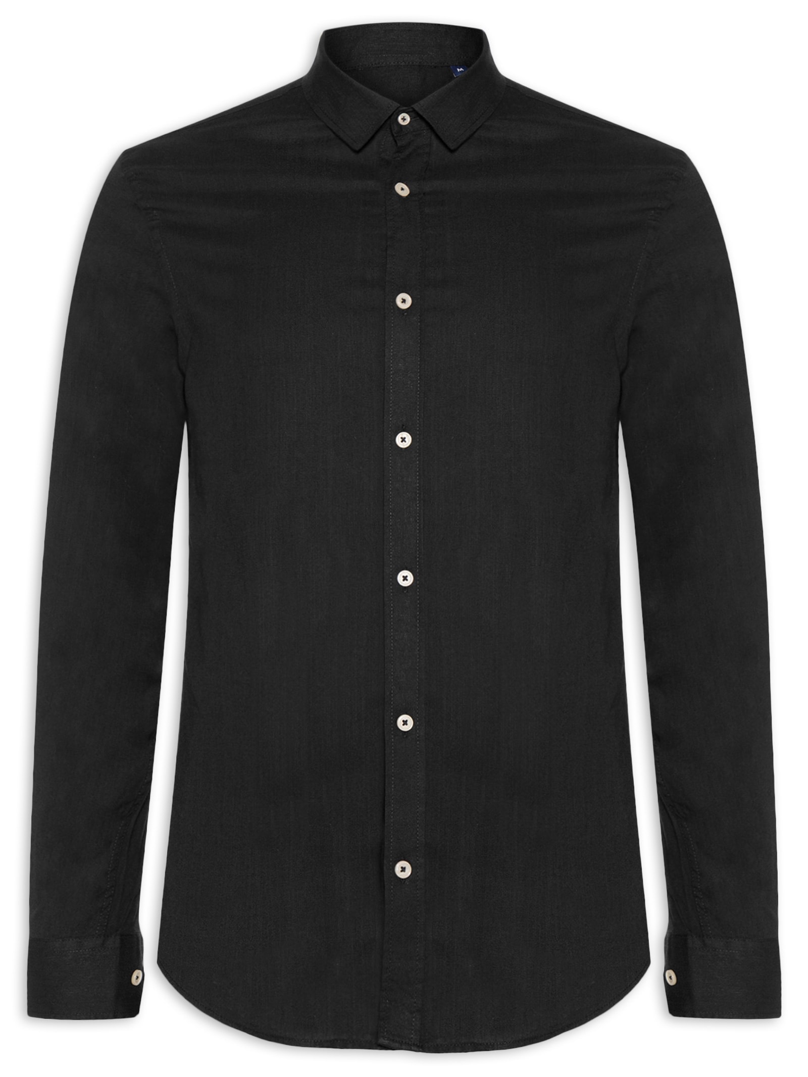 Camisa Masculina Manga Longa Como Preto Reserva