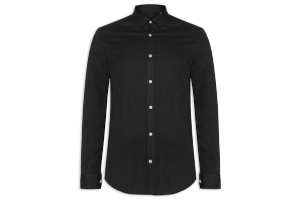 Camisa Masculina Manga Longa Como - Preto