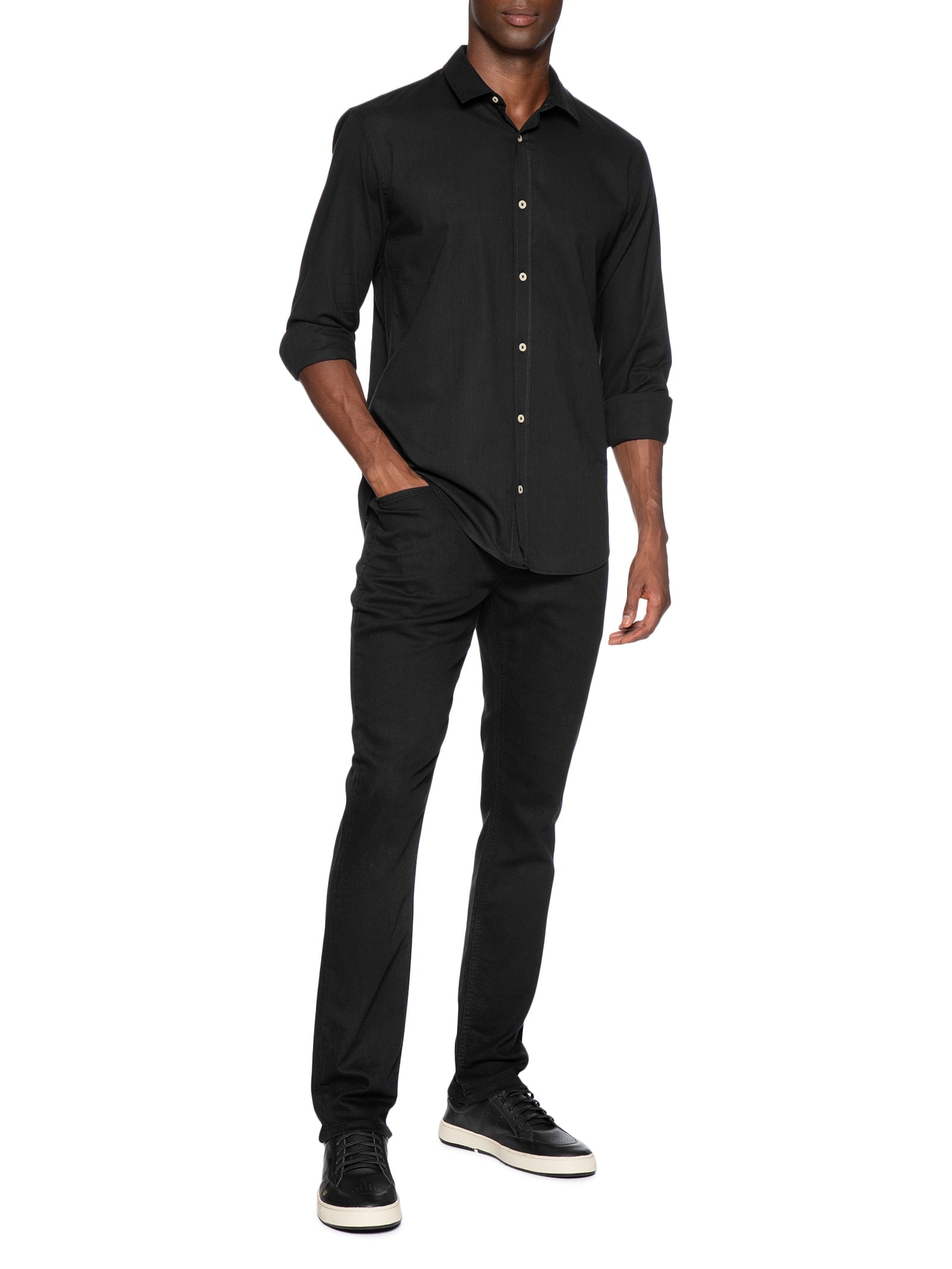 Camisa Masculina Manga Longa Como Preto Reserva