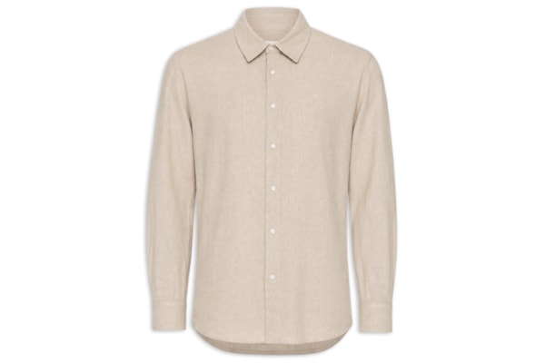 Camisa Masculina Manga Longa Cotton Linen Lace - Bege