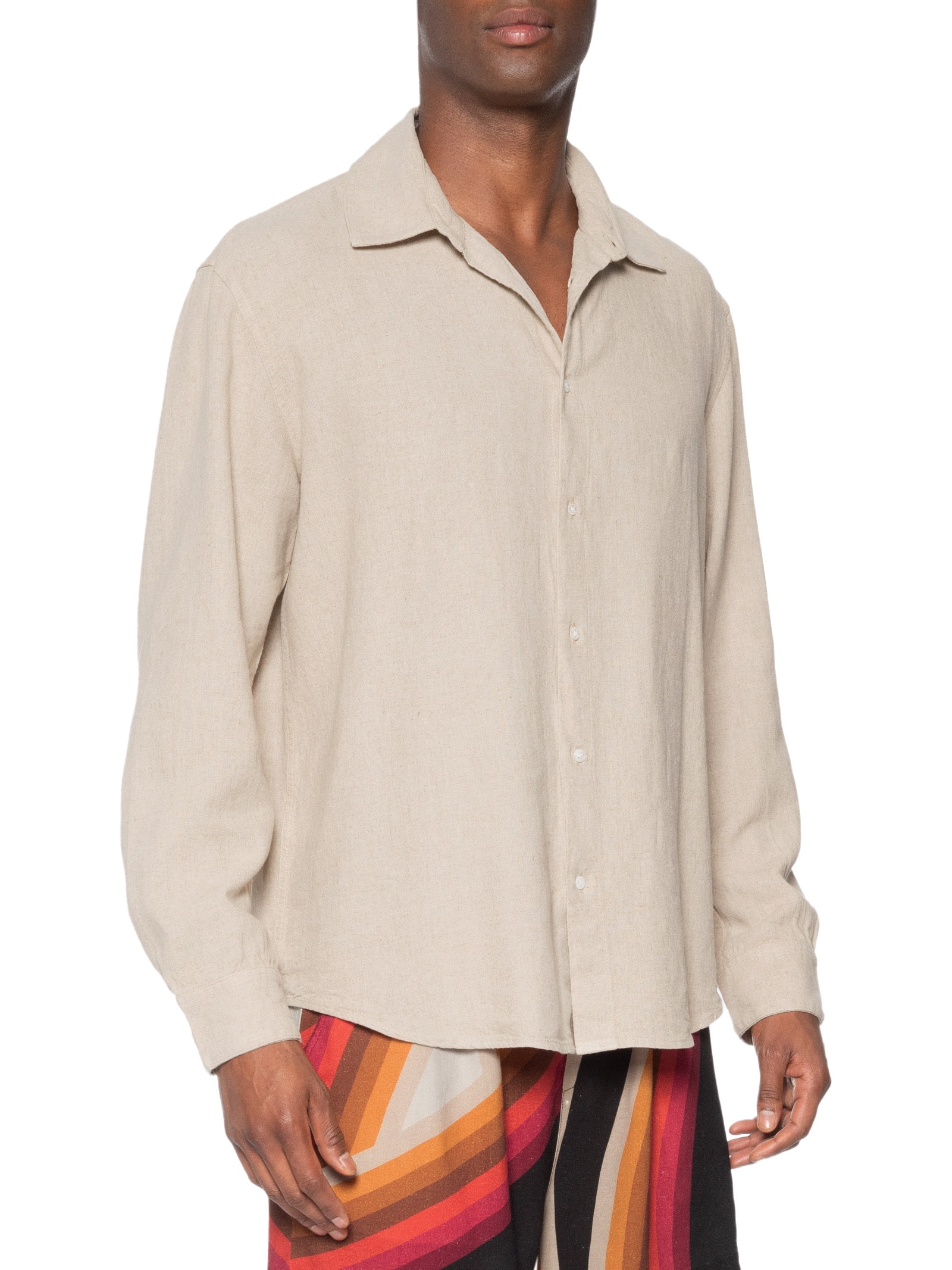 Camisa Masculina Manga Longa Cotton Linen Lace Bege Osklen
