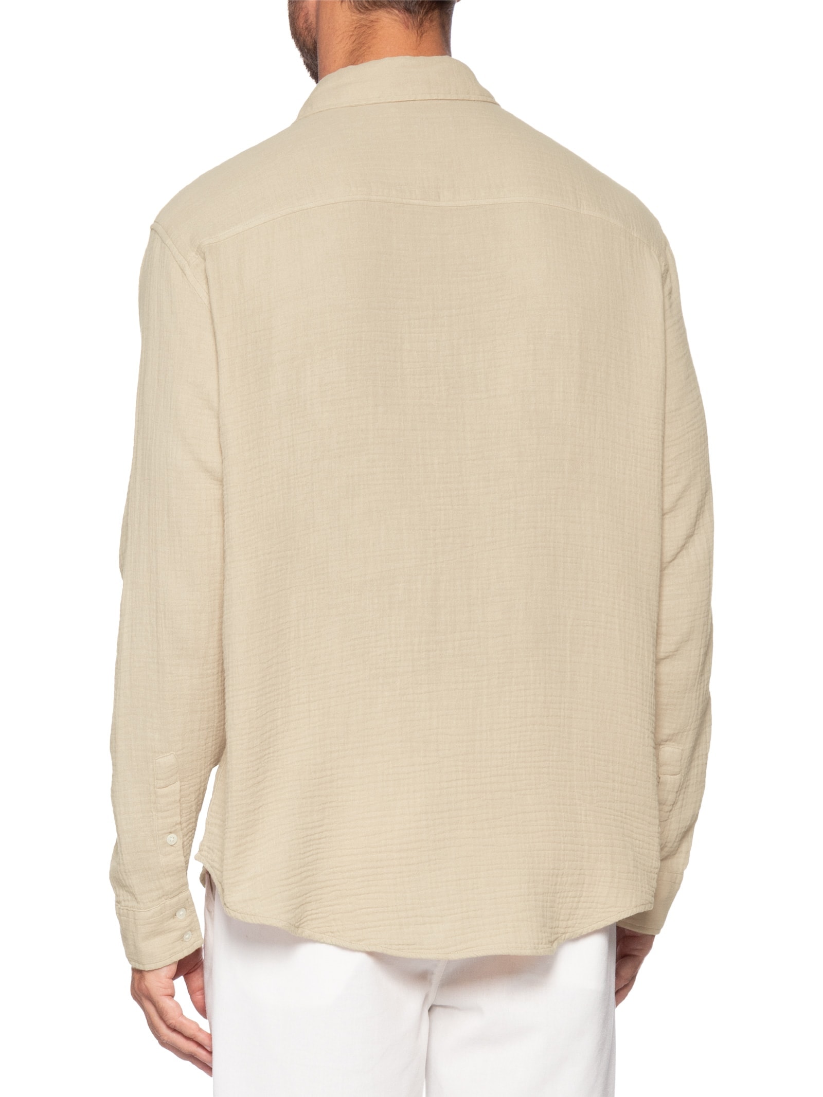 Camisa Masculina Manga Longa Cotton Wavy Bege Osklen