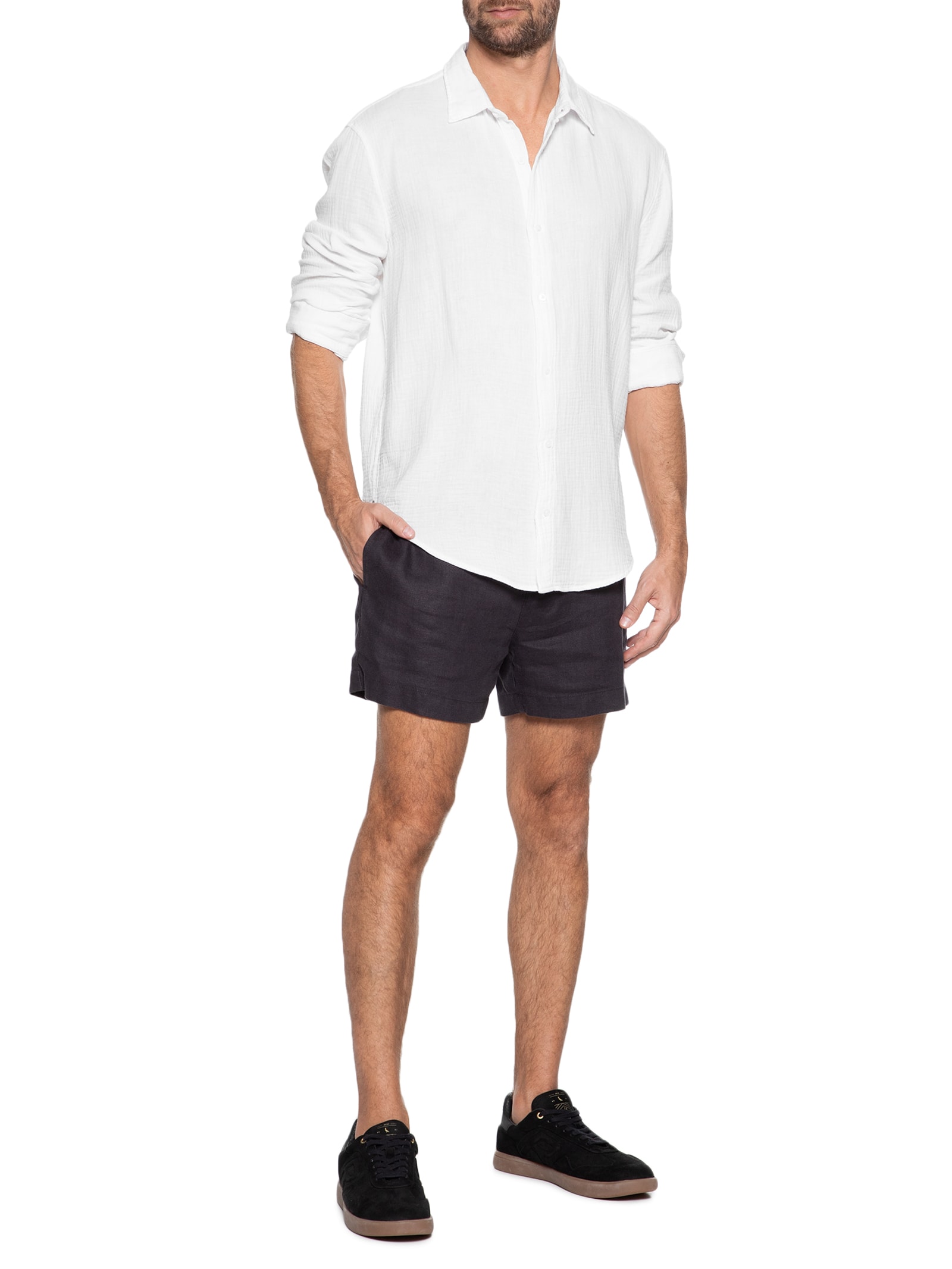 Camisa Masculina Manga Longa Cotton Wavy Branco Osklen