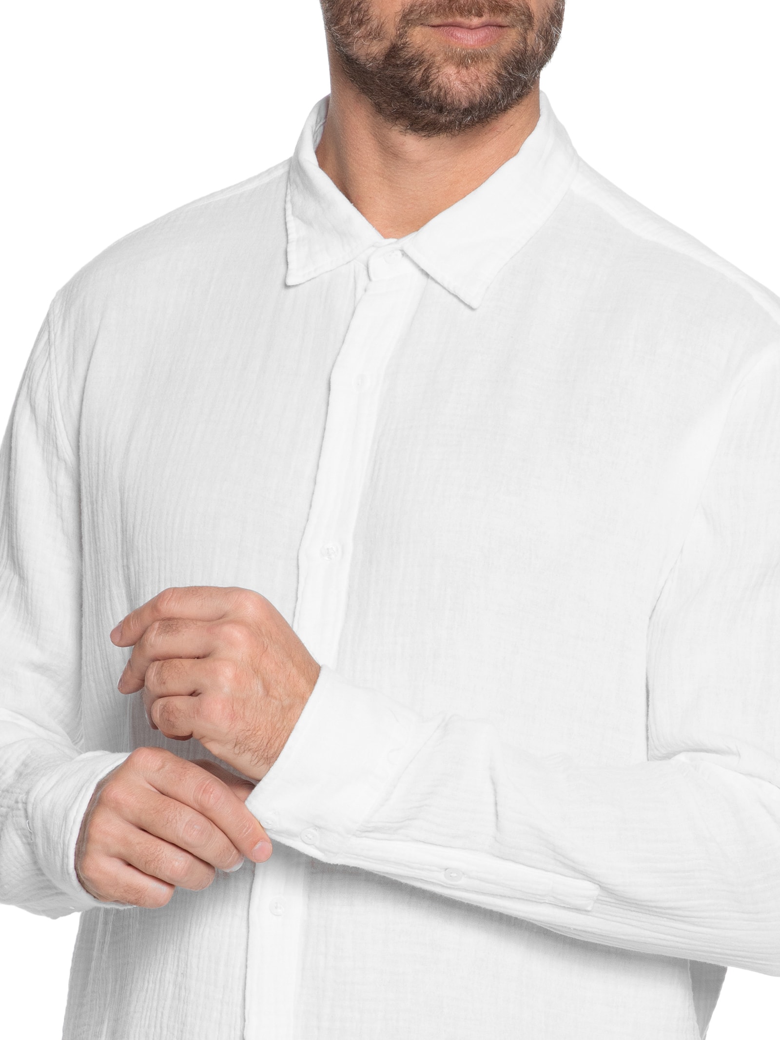 Camisa Masculina Manga Longa Cotton Wavy Branco Osklen