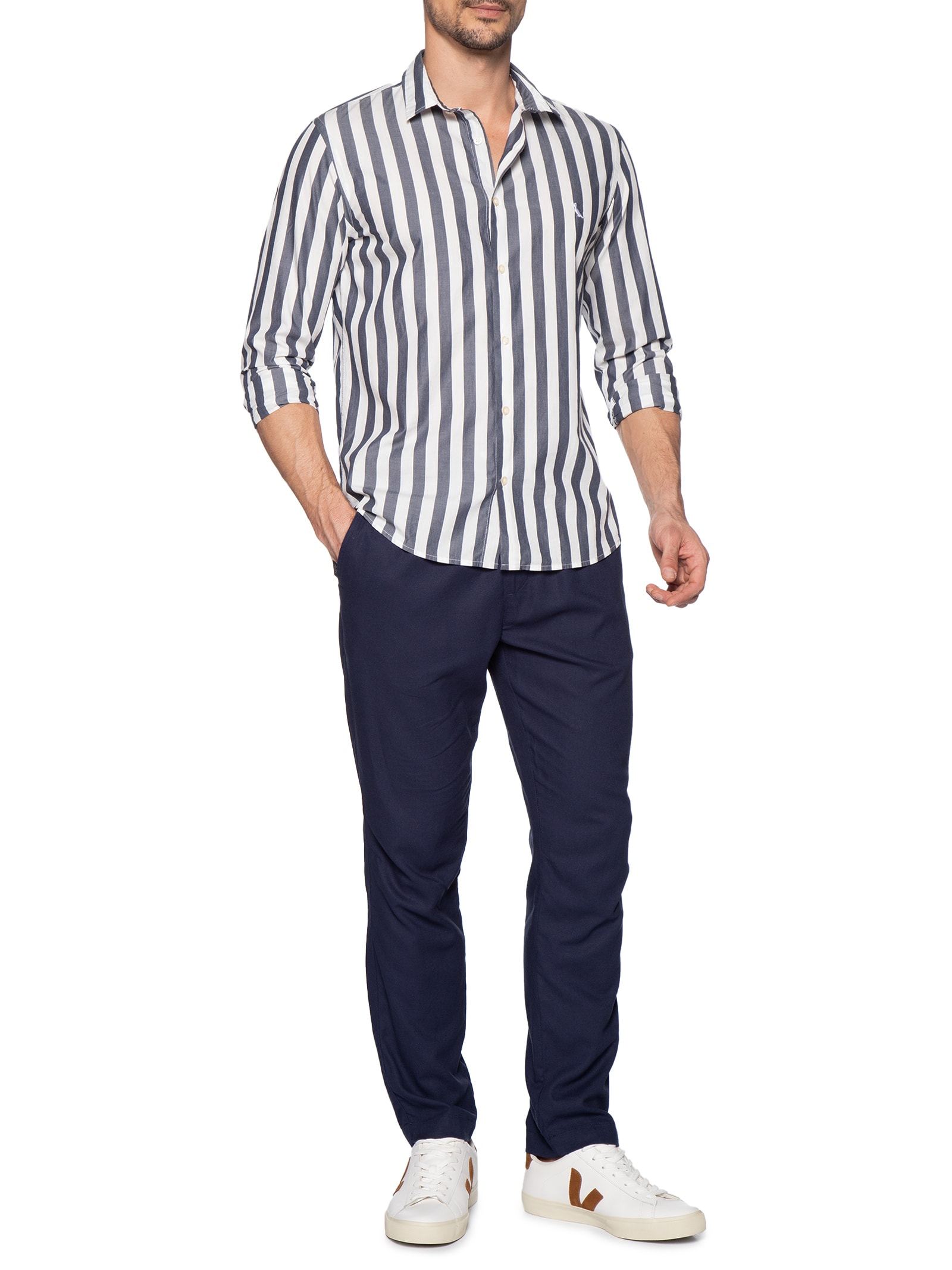 Camisa Masculina Manga Longa Erbe Co Azul Reserva