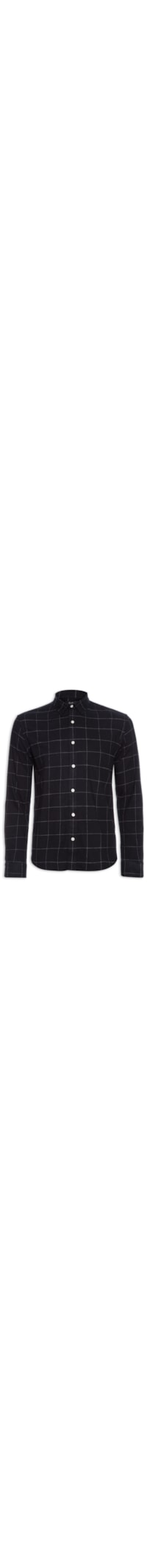 Camisa Masculina Manga Longa Flanela Contemporânea - Preto