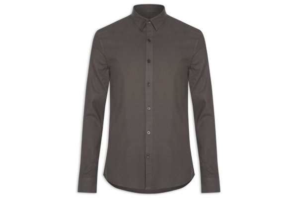 Camisa Masculina Manga Longa Flanela Lisa - Marrom