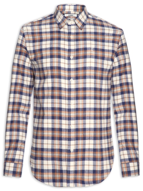 Camisa Masculina Manga Longa Flanela Xadrez – Azul