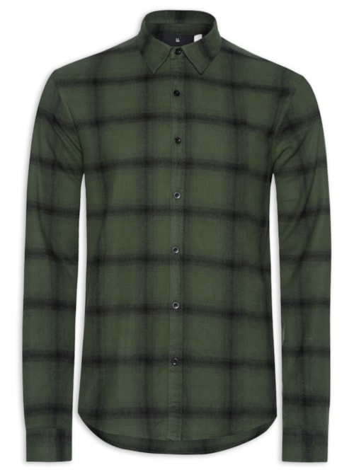 Camisa Masculina Manga Longa Flanela Xadrez Navy – Verde