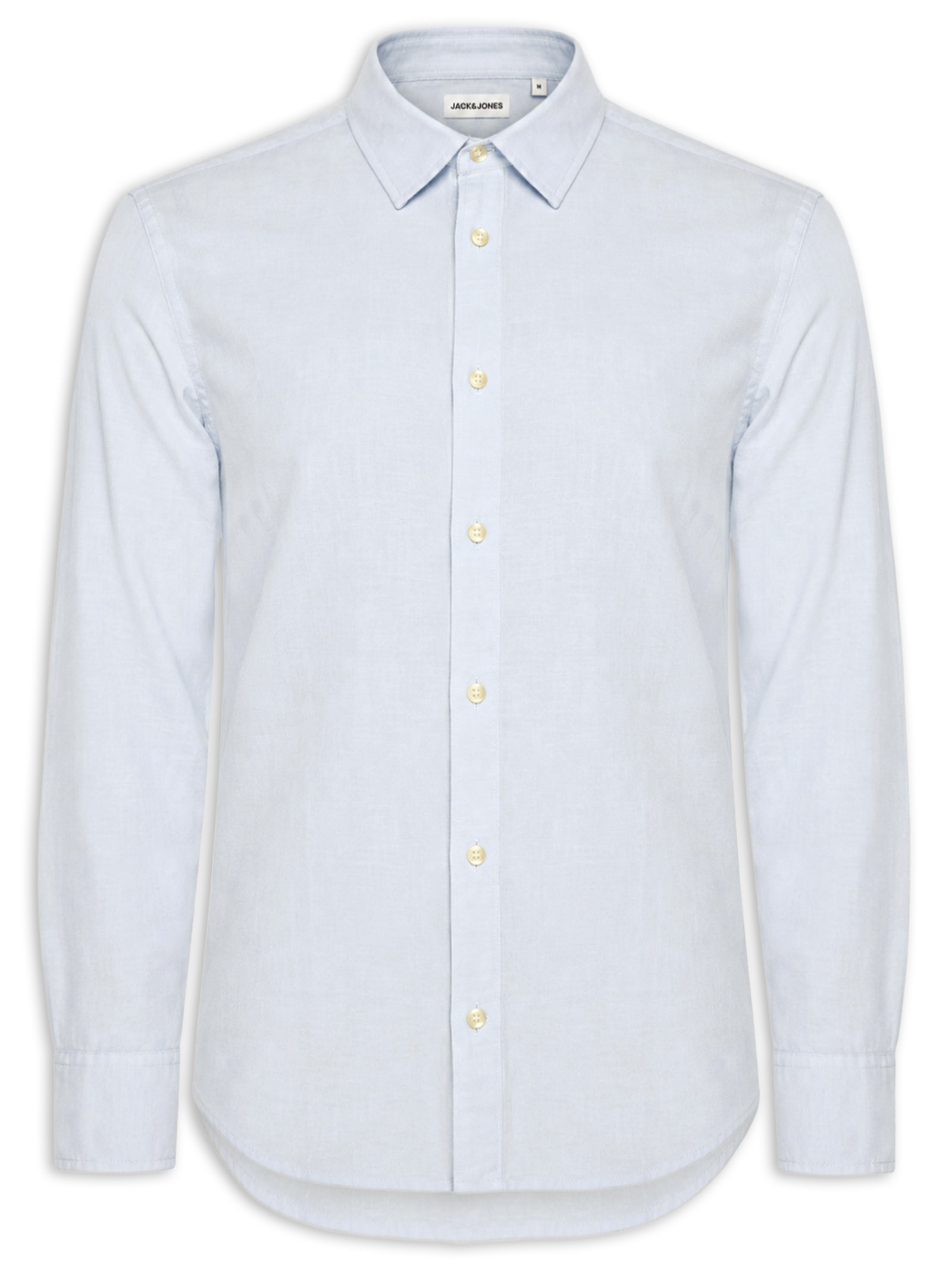 Camisa Masculina Manga Longa Gola Resort Blend De Linho Azul Jack & Jones