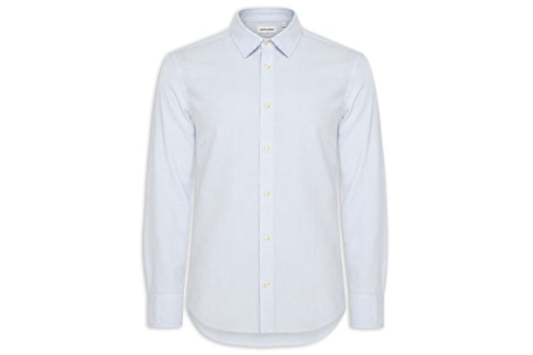 Camisa Masculina Manga Longa Gola Resort Blend De Linho - Azul